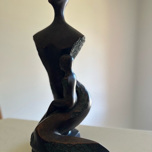 Abstract Bronze Sculpture - Elegant Bronze, Cooper and Turquoise Art Piece - Picture 3 of 8